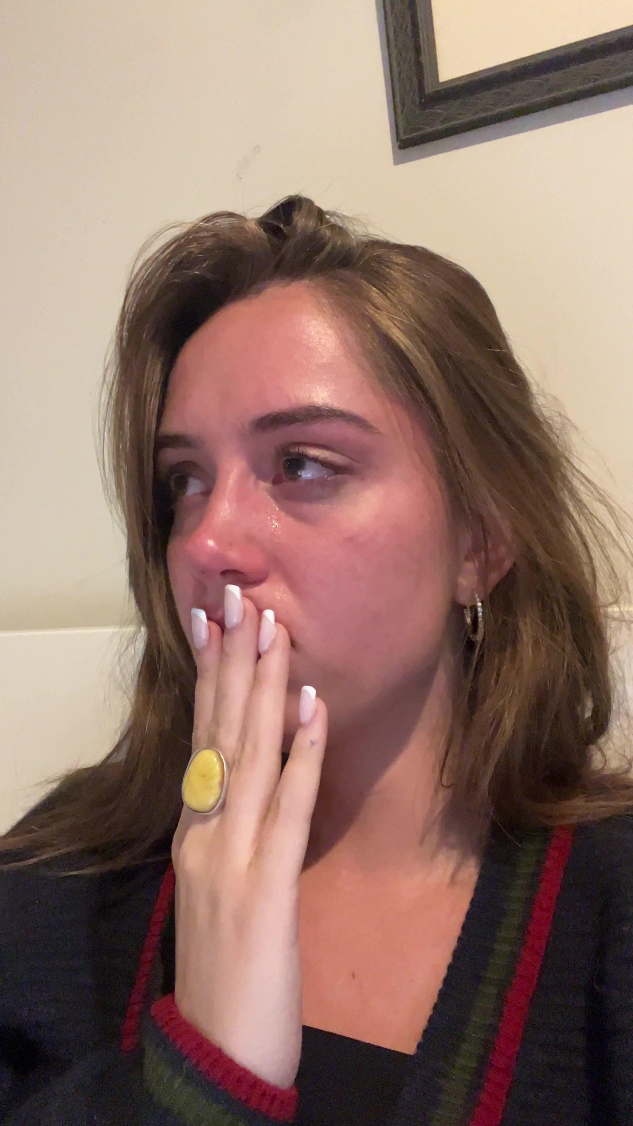 Emotional Young Woman Crying Indoors